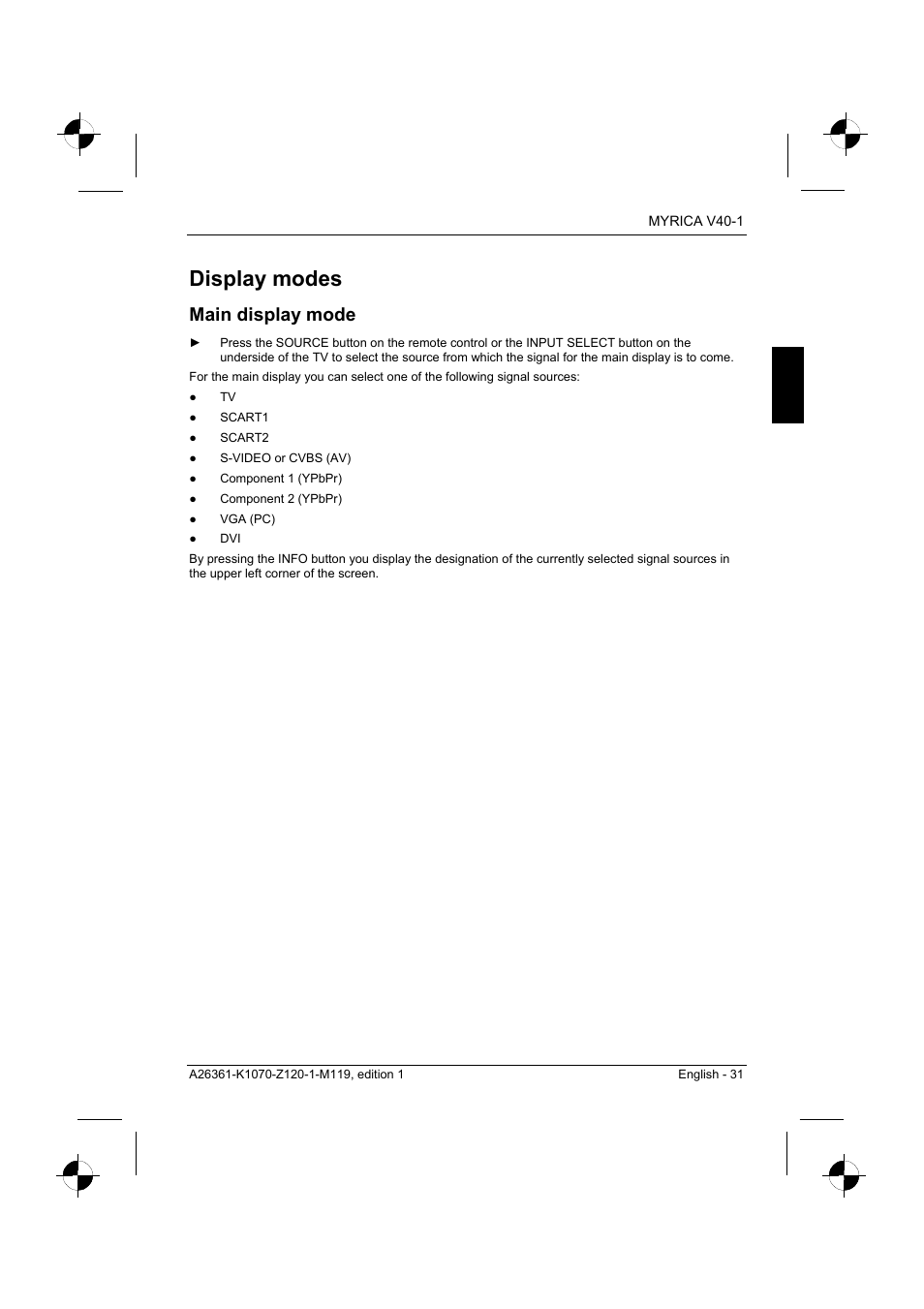 Display modes, Main display mode | Fujitsu Siemens Computers V40-1 User Manual | Page 33 / 44