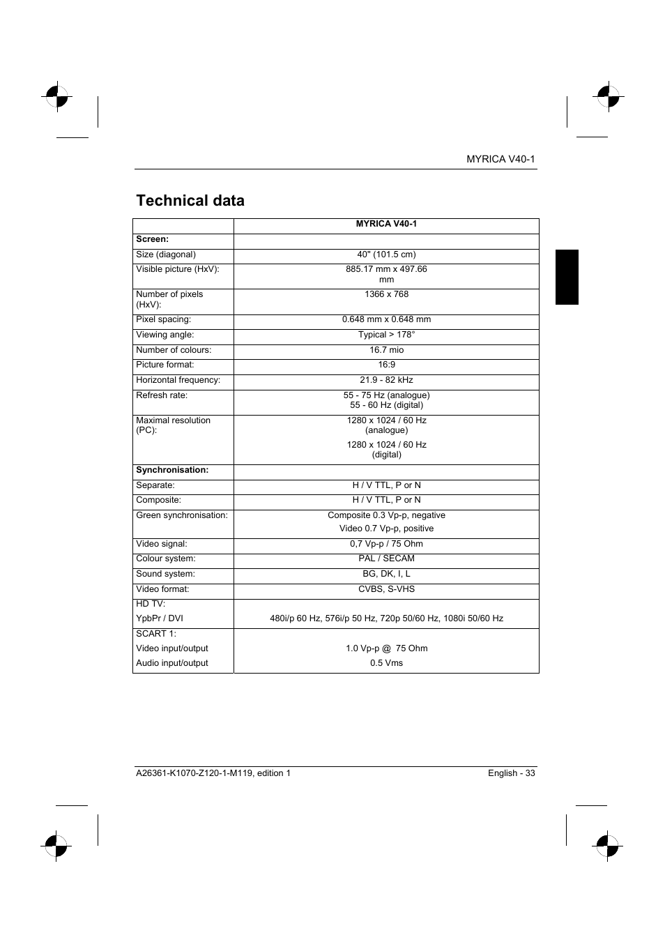 Technical data | Fujitsu Siemens Computers V40-1 User Manual | Page 35 / 44