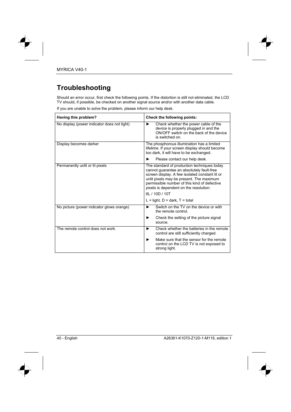 Troubleshooting | Fujitsu Siemens Computers V40-1 User Manual | Page 42 / 44