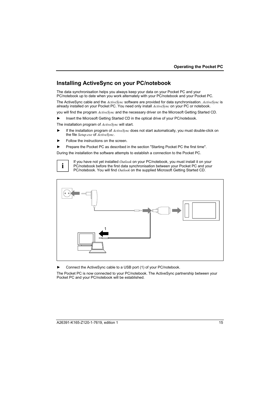Installing activesync on your pc/notebook | Fujitsu Siemens Computers LOOX N User Manual | Page 23 / 56