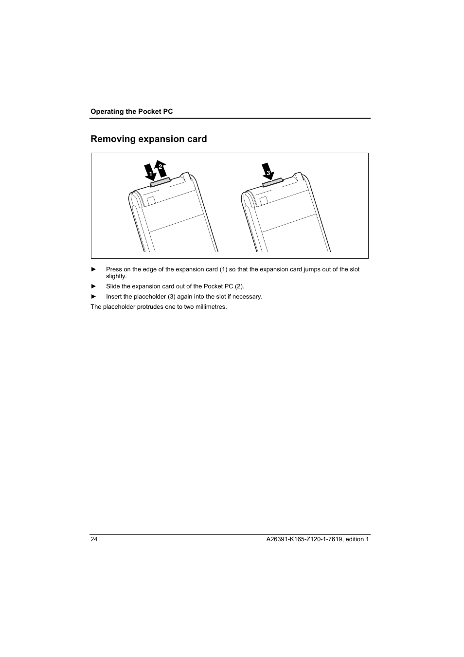 Removing expansion card | Fujitsu Siemens Computers LOOX N User Manual | Page 32 / 56