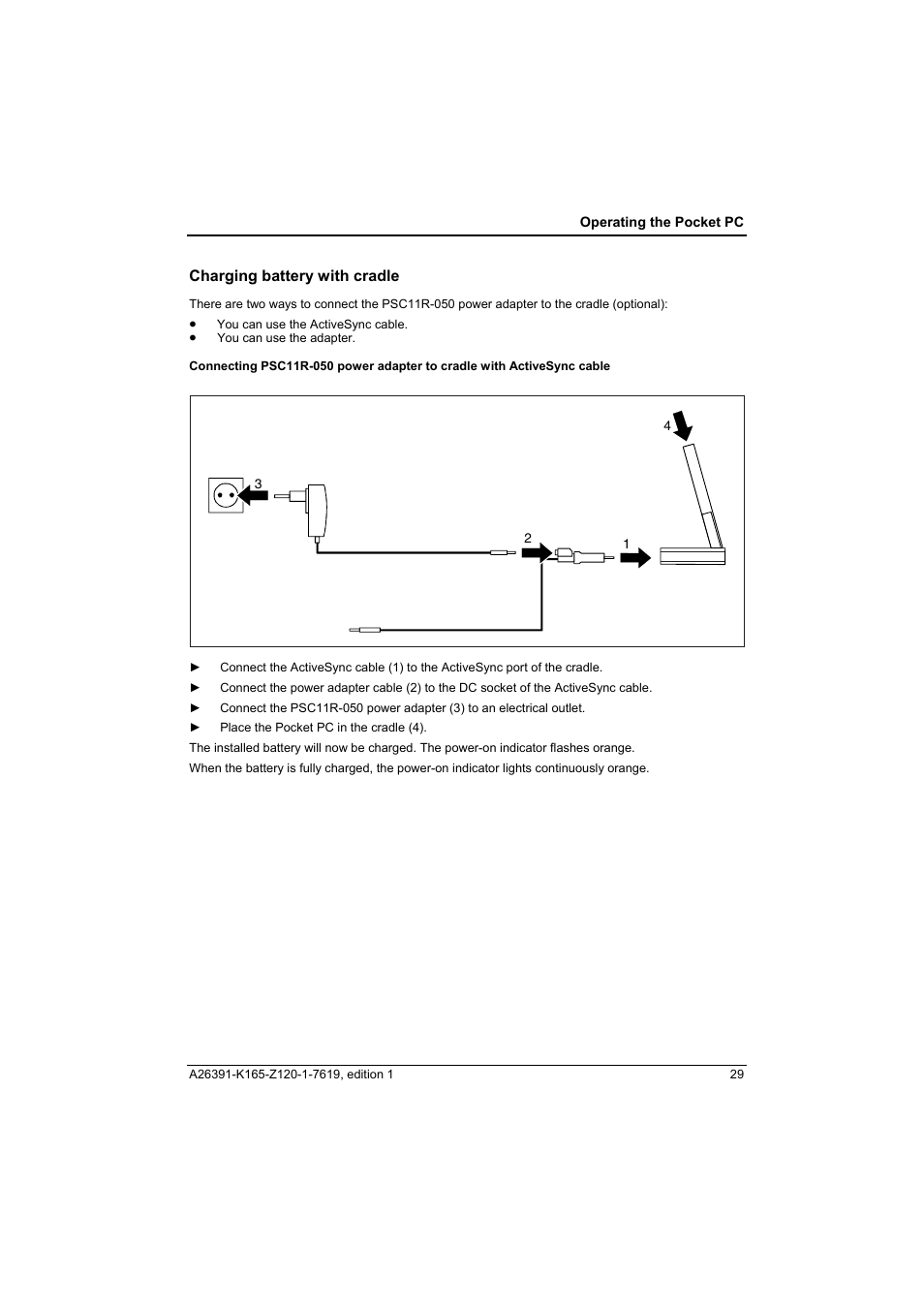 Charging battery with cradle | Fujitsu Siemens Computers LOOX N User Manual | Page 37 / 56