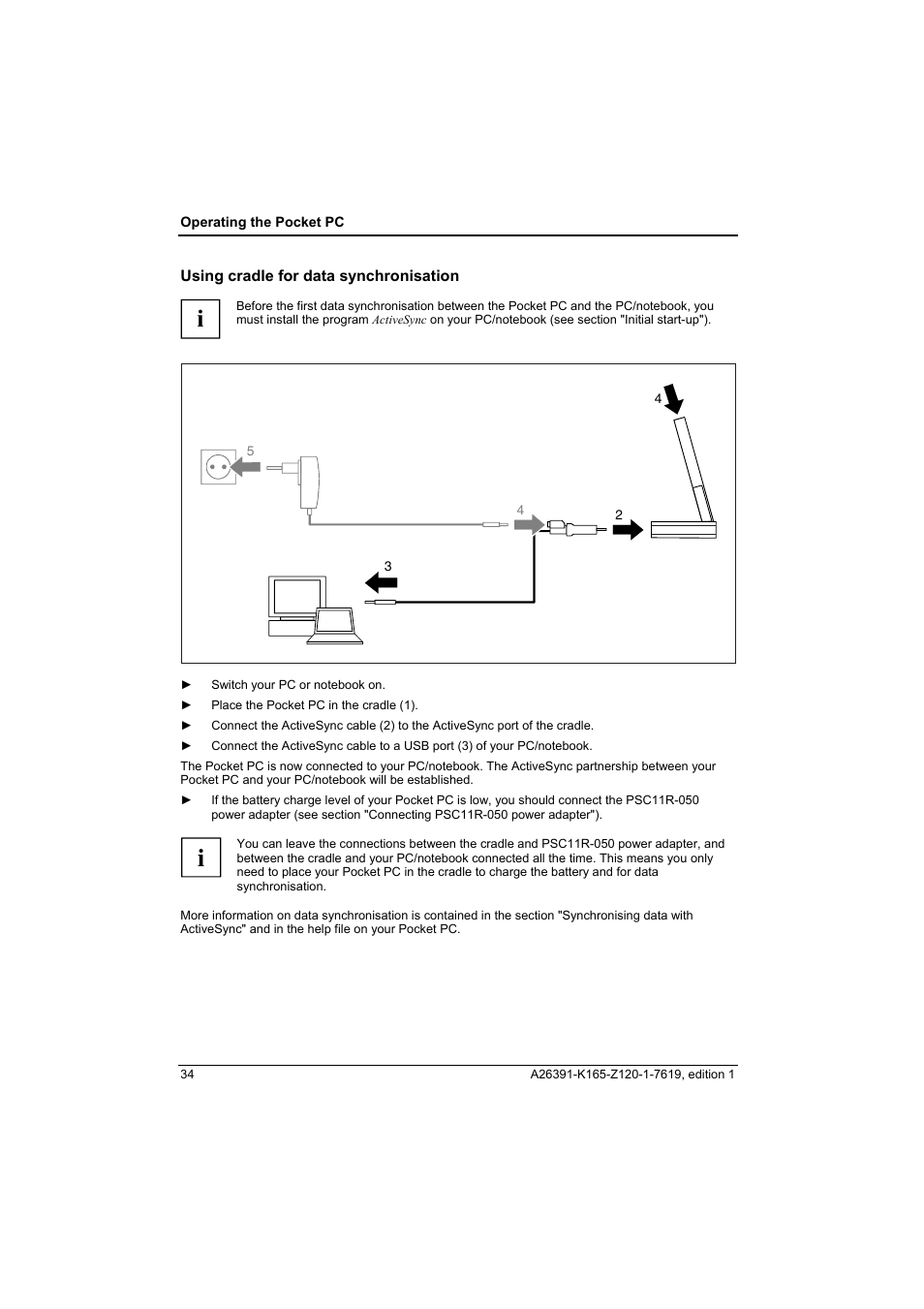 Using cradle for data synchronisation | Fujitsu Siemens Computers LOOX N User Manual | Page 42 / 56
