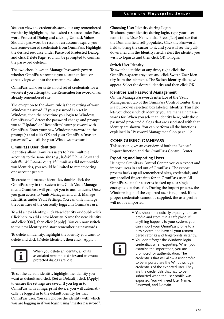 Configuring omnipass | Fujitsu Siemens Computers LifeBook S2210 User Manual | Page 124 / 132