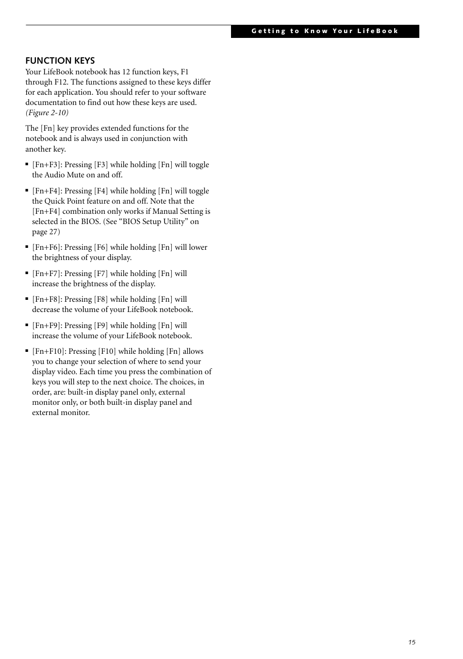 Function keys | Fujitsu Siemens Computers LifeBook S2210 User Manual | Page 26 / 132