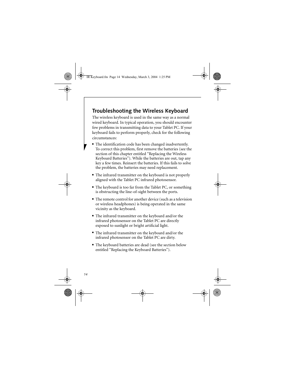Troubleshooting the wireless keyboard | Fujitsu Siemens Computers FPCKB51A1P User Manual | Page 14 / 20