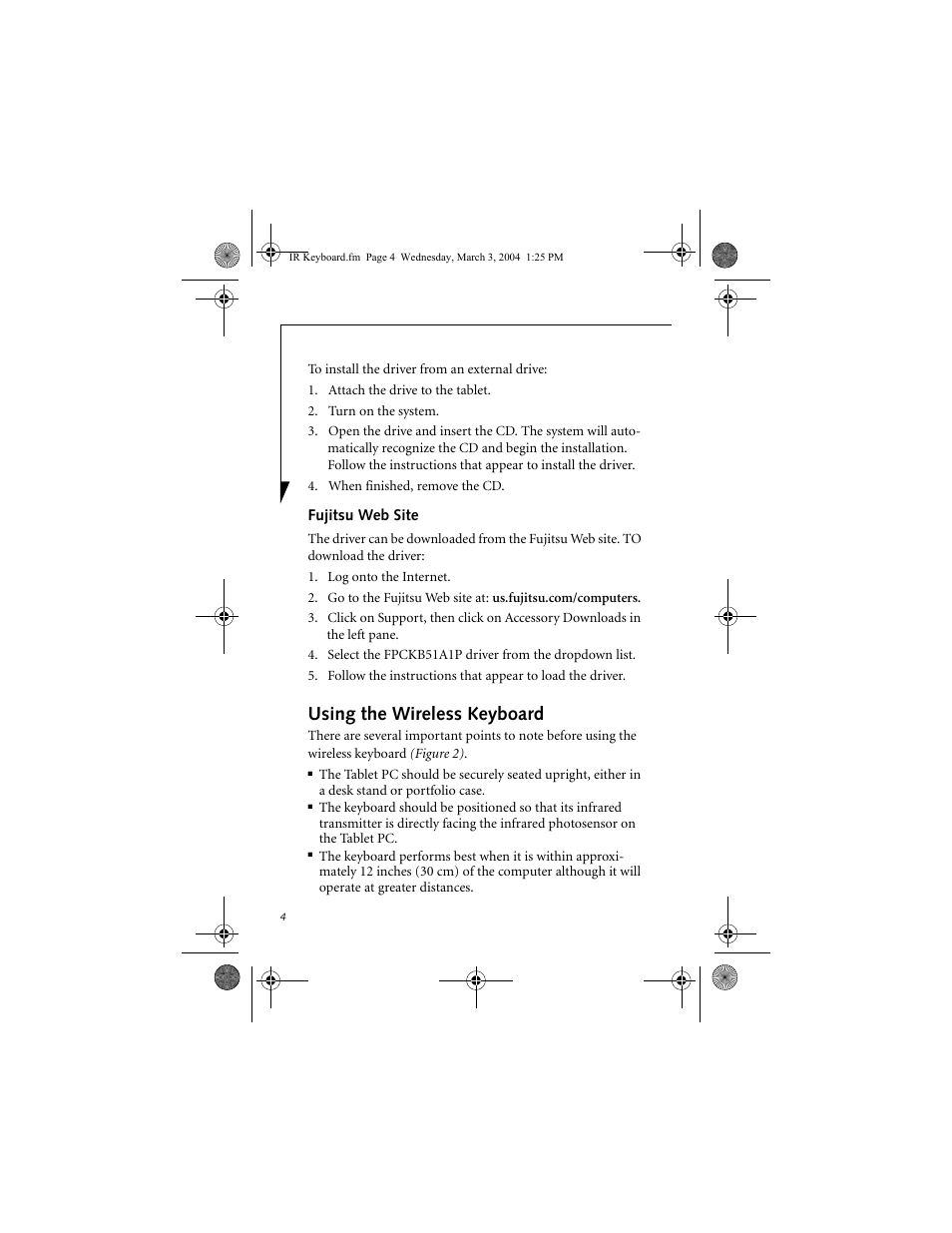 Using the wireless keyboard | Fujitsu Siemens Computers FPCKB51A1P User Manual | Page 4 / 20