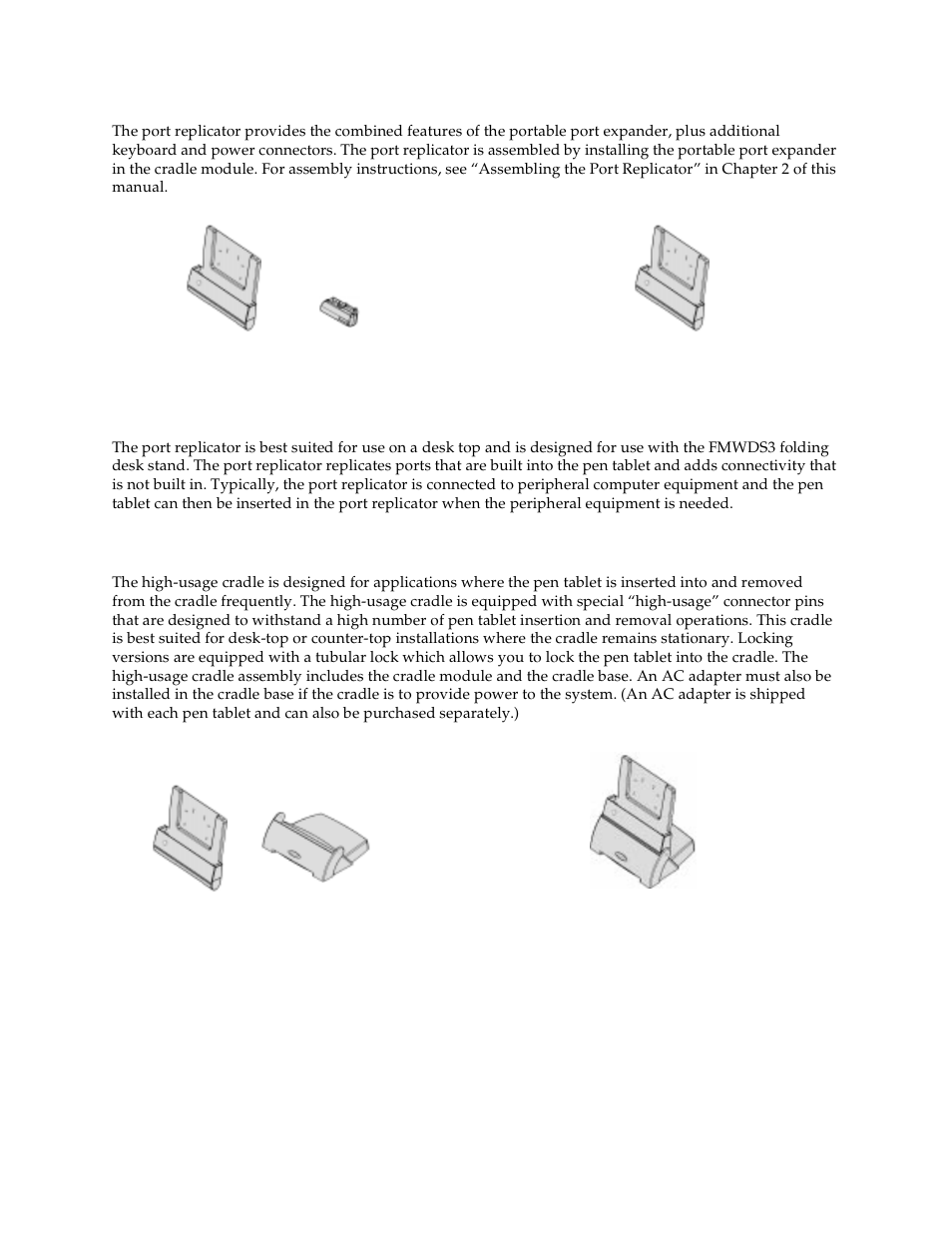 Port replicator, High-usage cradle, Port replicator 1 | High-usage cradle 1 | Fujitsu Siemens Computers Connectivity Peripherals Point 1600 User Manual | Page 14 / 52