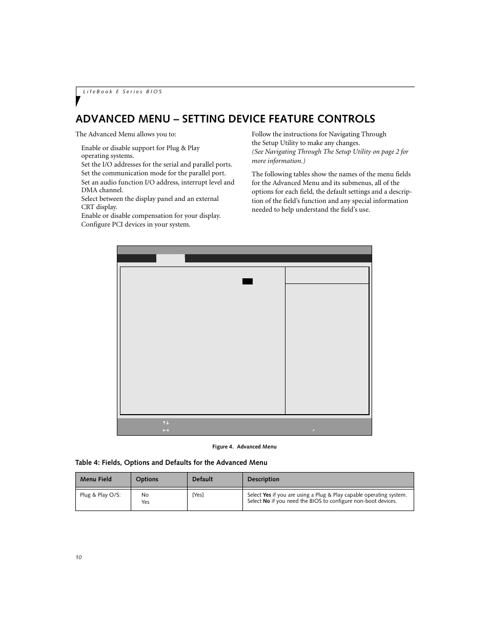 Advanced menu – setting device feature controls | Fujitsu Siemens Computers E-6555 User Manual | Page 10 / 40