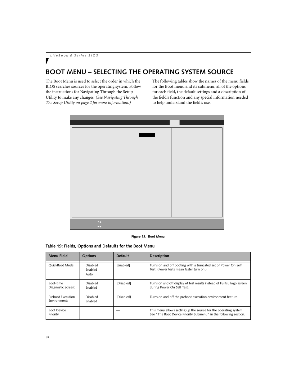 Boot menu – selecting the operating system source | Fujitsu Siemens Computers E-6555 User Manual | Page 34 / 40