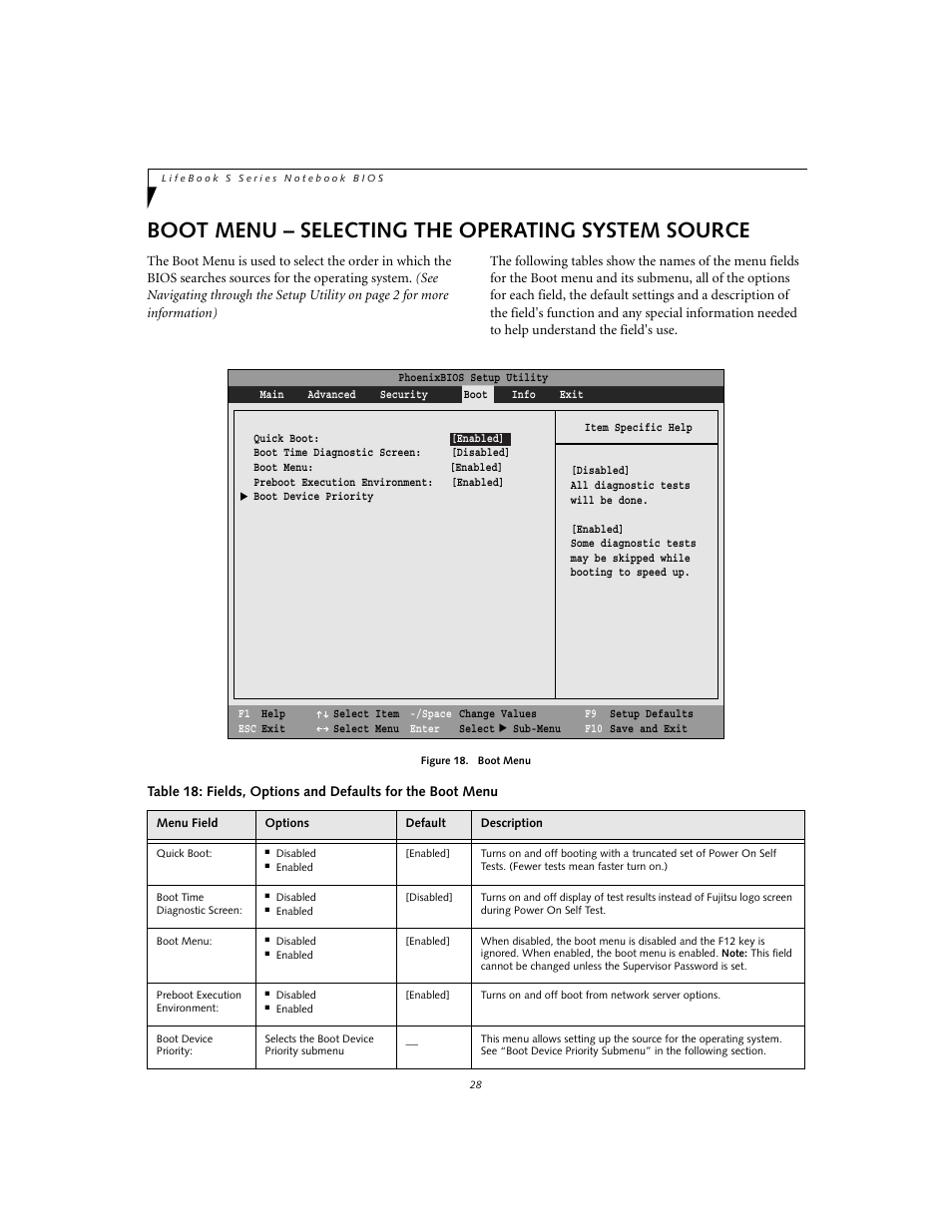 Boot menu - selecting the operating system source, Boot menu – selecting the operating system source | Fujitsu Siemens Computers S7110 User Manual | Page 28 / 31