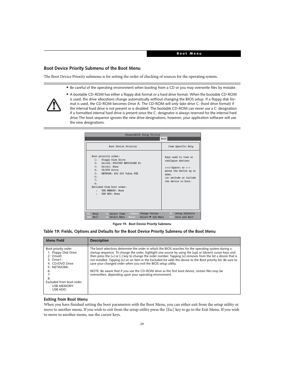 Boot device priority submenu of the boot menu | Fujitsu Siemens Computers S7110 User Manual | Page 29 / 31