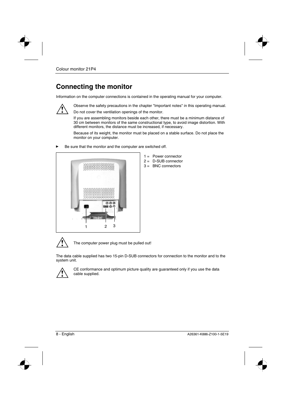 Connecting the monitor | Fujitsu Siemens Computers 21P4 User Manual | Page 10 / 25