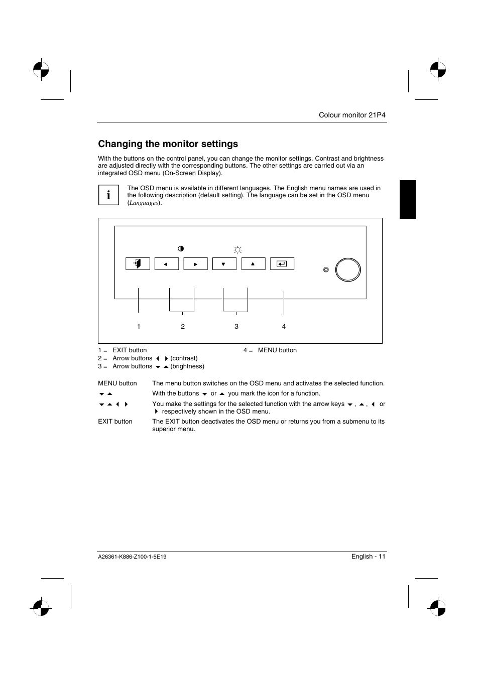 Changing the monitor settings | Fujitsu Siemens Computers 21P4 User Manual | Page 13 / 25