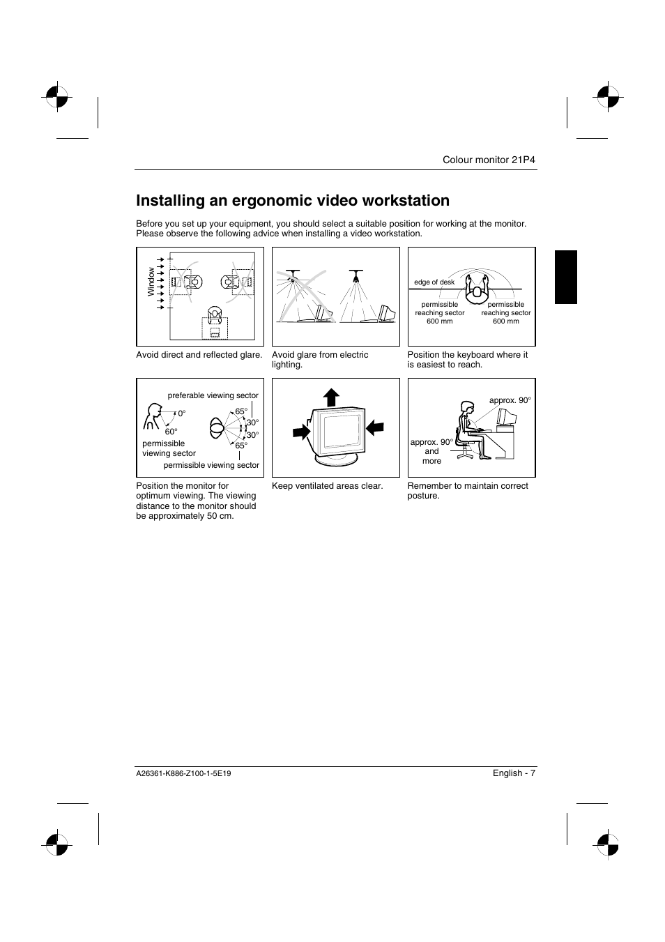 Installing an ergonomic video workstation | Fujitsu Siemens Computers 21P4 User Manual | Page 9 / 25