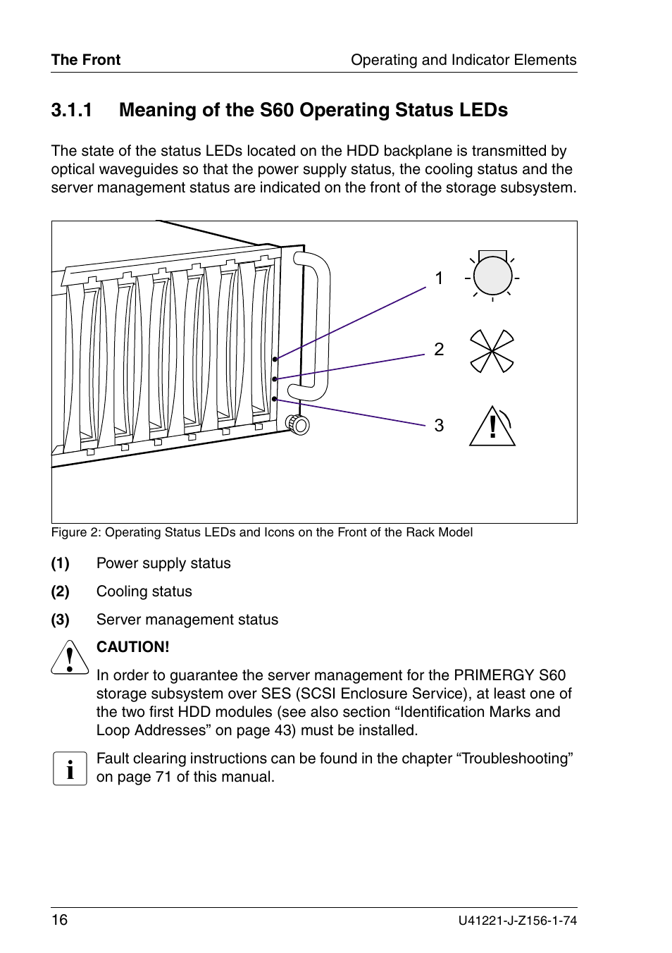 Meaning of the s60 operating status leds | Fujitsu Siemens Computers S60 User Manual | Page 24 / 98