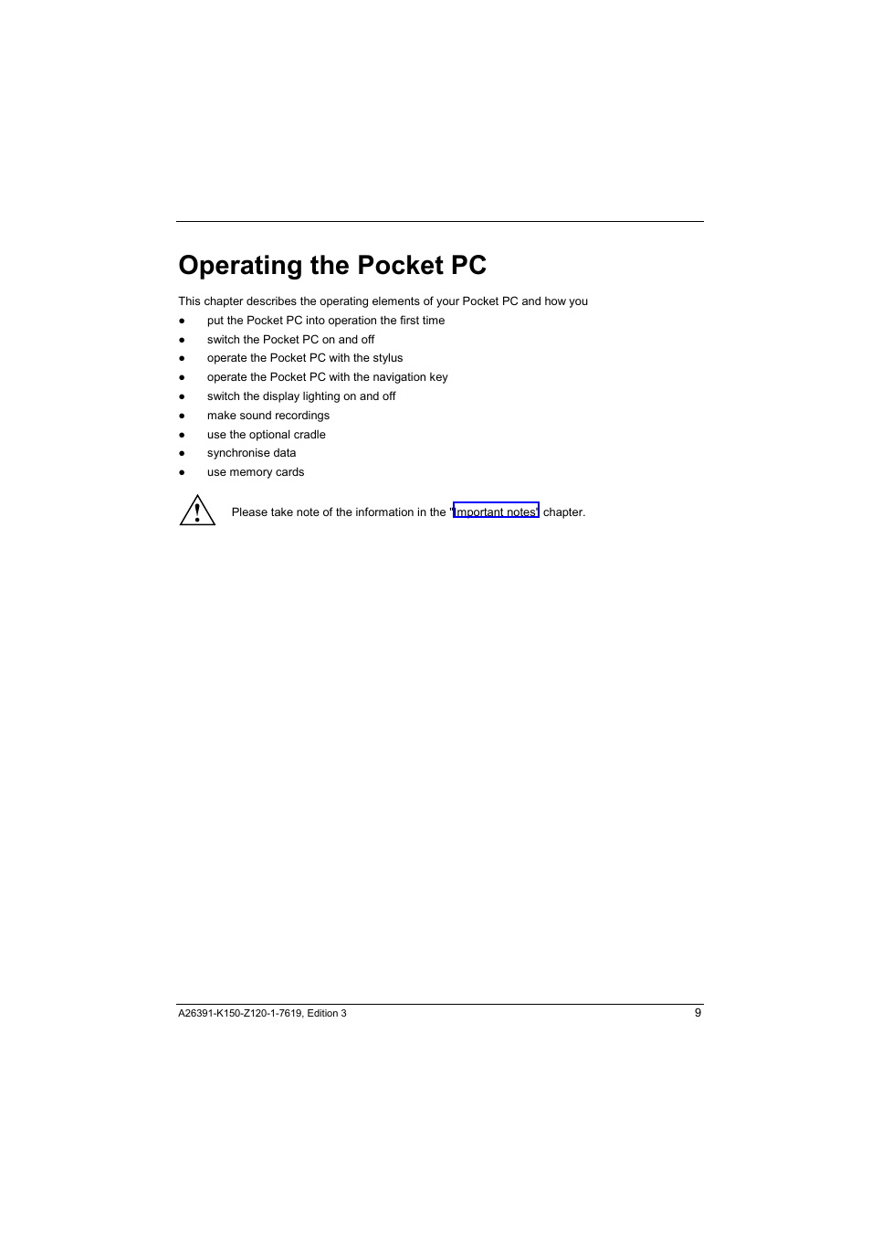 Operating the pocket pc | Fujitsu Siemens Computers LOOX 400 User Manual | Page 17 / 66