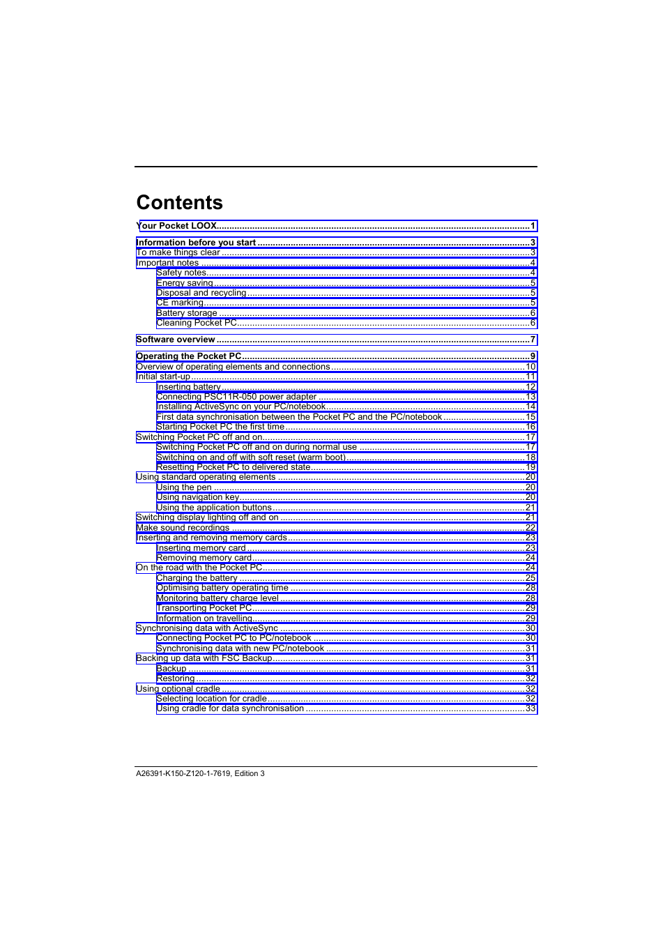 Fujitsu Siemens Computers LOOX 400 User Manual | Page 7 / 66