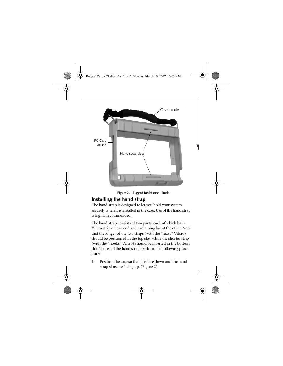 Installing the hand strap | Fujitsu Siemens Computers Rugged Tablet Case User Manual | Page 3 / 12