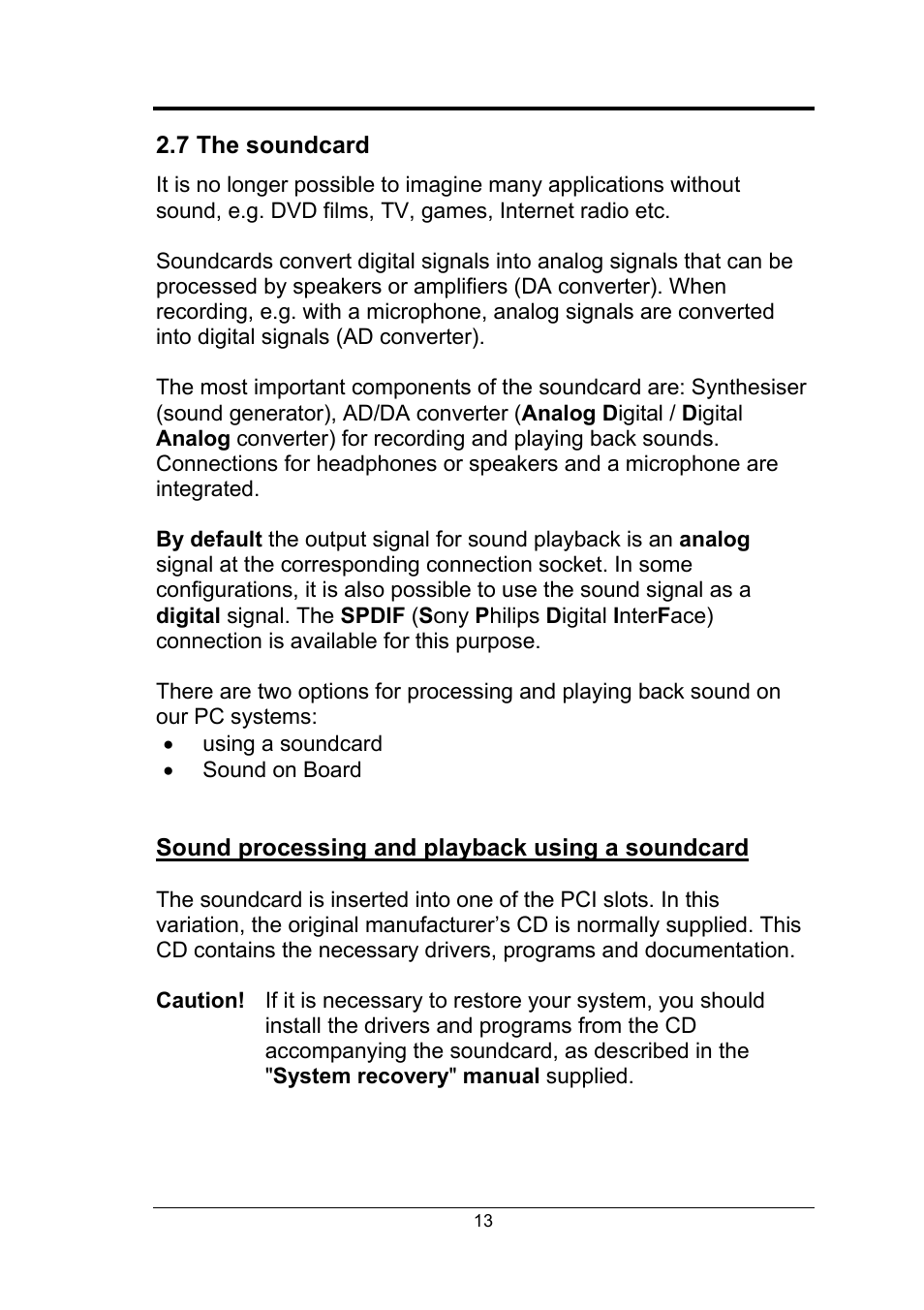 7 the soundcard, Sound processing and playback using a soundcard | Fujitsu Siemens Computers Fujitsu-Siemens PC User Manual | Page 39 / 96