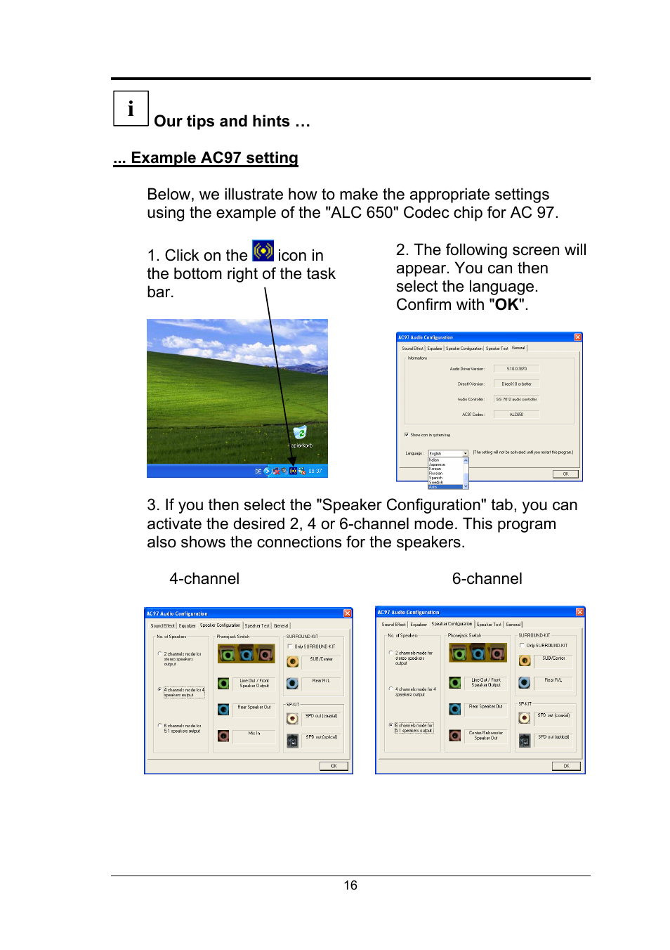 Our tips and hints, Example ac97 setting | Fujitsu Siemens Computers Fujitsu-Siemens PC User Manual | Page 42 / 96