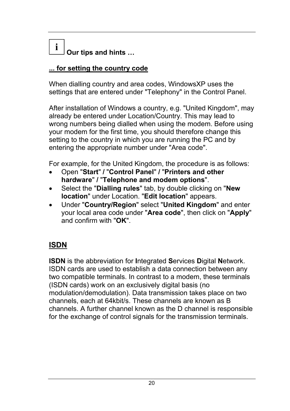 Our tips and hints, For setting the country code, Isdn | For setting the country code isdn | Fujitsu Siemens Computers Fujitsu-Siemens PC User Manual | Page 46 / 96