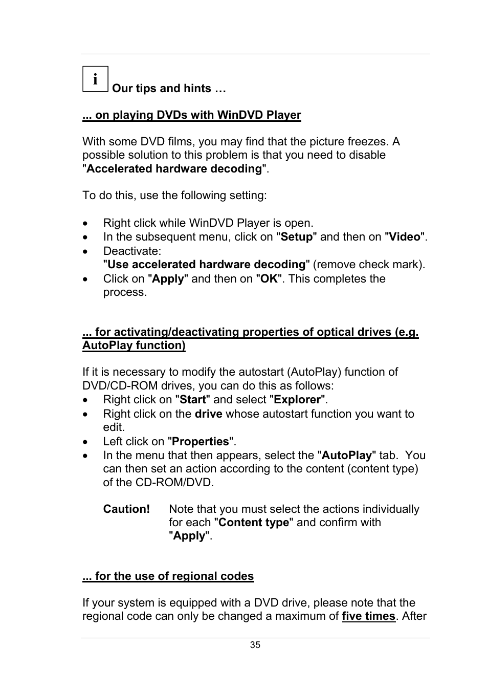 Our tips and hints, On playing dvds with windvd player, For the use of regional codes | Fujitsu Siemens Computers Fujitsu-Siemens PC User Manual | Page 61 / 96