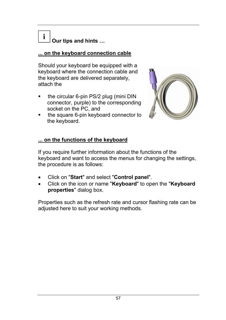 Our tips and hints, On the keyboard connection cable, On the functions of the keyboard | 2 mouse | Fujitsu Siemens Computers Fujitsu-Siemens PC User Manual | Page 83 / 96