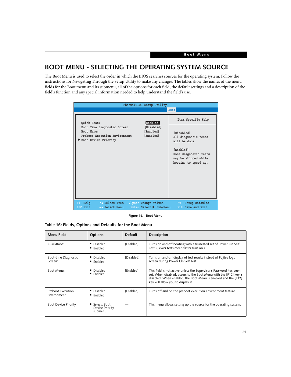Boot menu - selecting the operating system source | Fujitsu Siemens Computers P7230 User Manual | Page 25 / 29