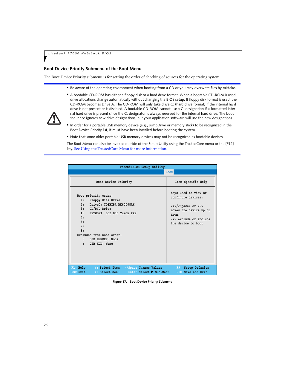 Boot device priority submenu of the boot menu | Fujitsu Siemens Computers P7230 User Manual | Page 26 / 29