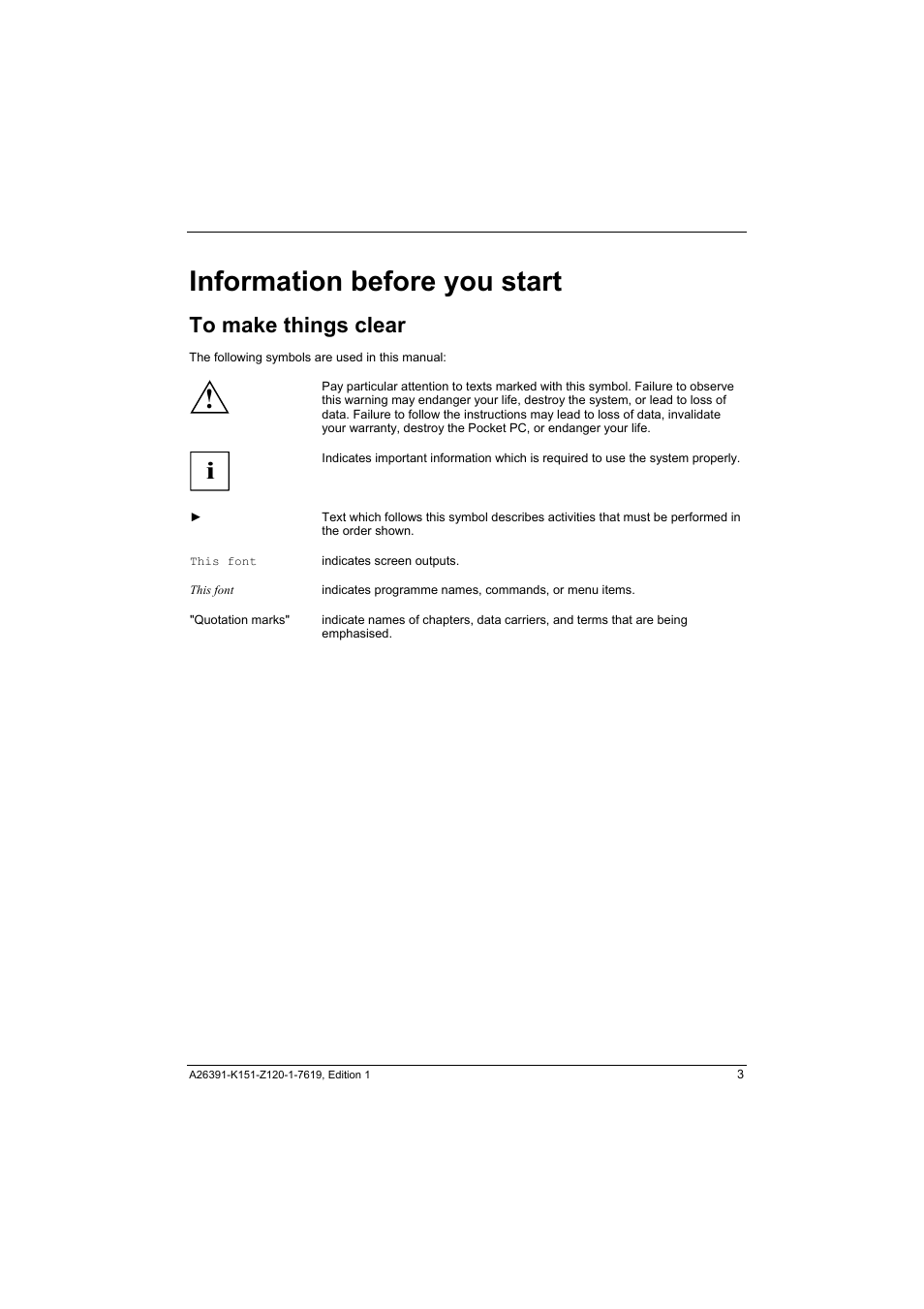 Information before you start | Fujitsu Siemens Computers LOOX 700 User Manual | Page 11 / 70