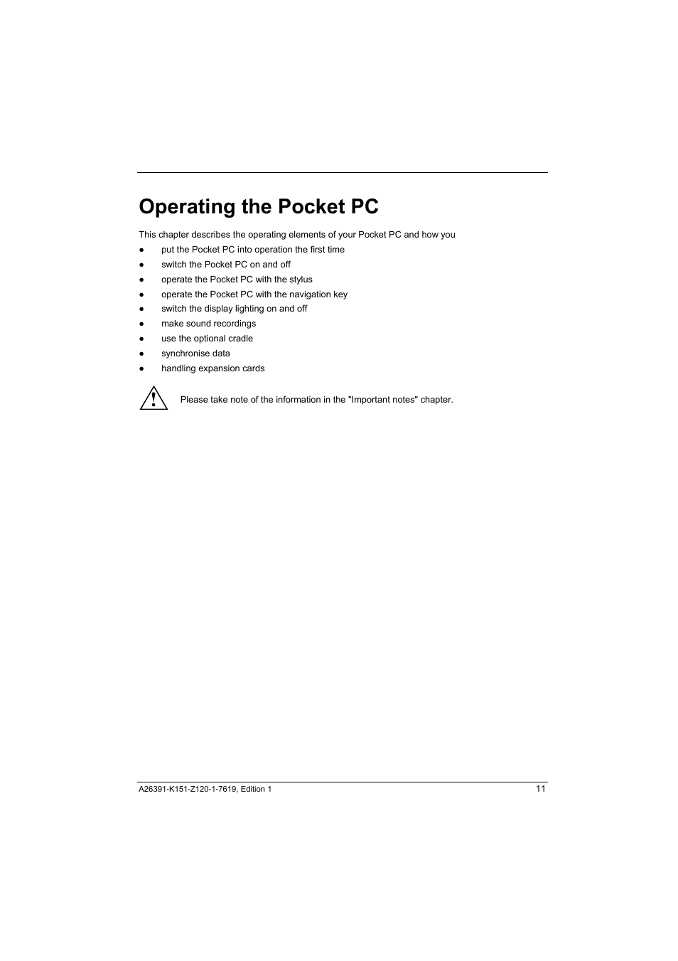 Operating the pocket pc | Fujitsu Siemens Computers LOOX 700 User Manual | Page 19 / 70