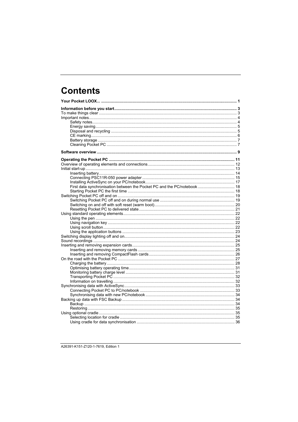 Fujitsu Siemens Computers LOOX 700 User Manual | Page 7 / 70