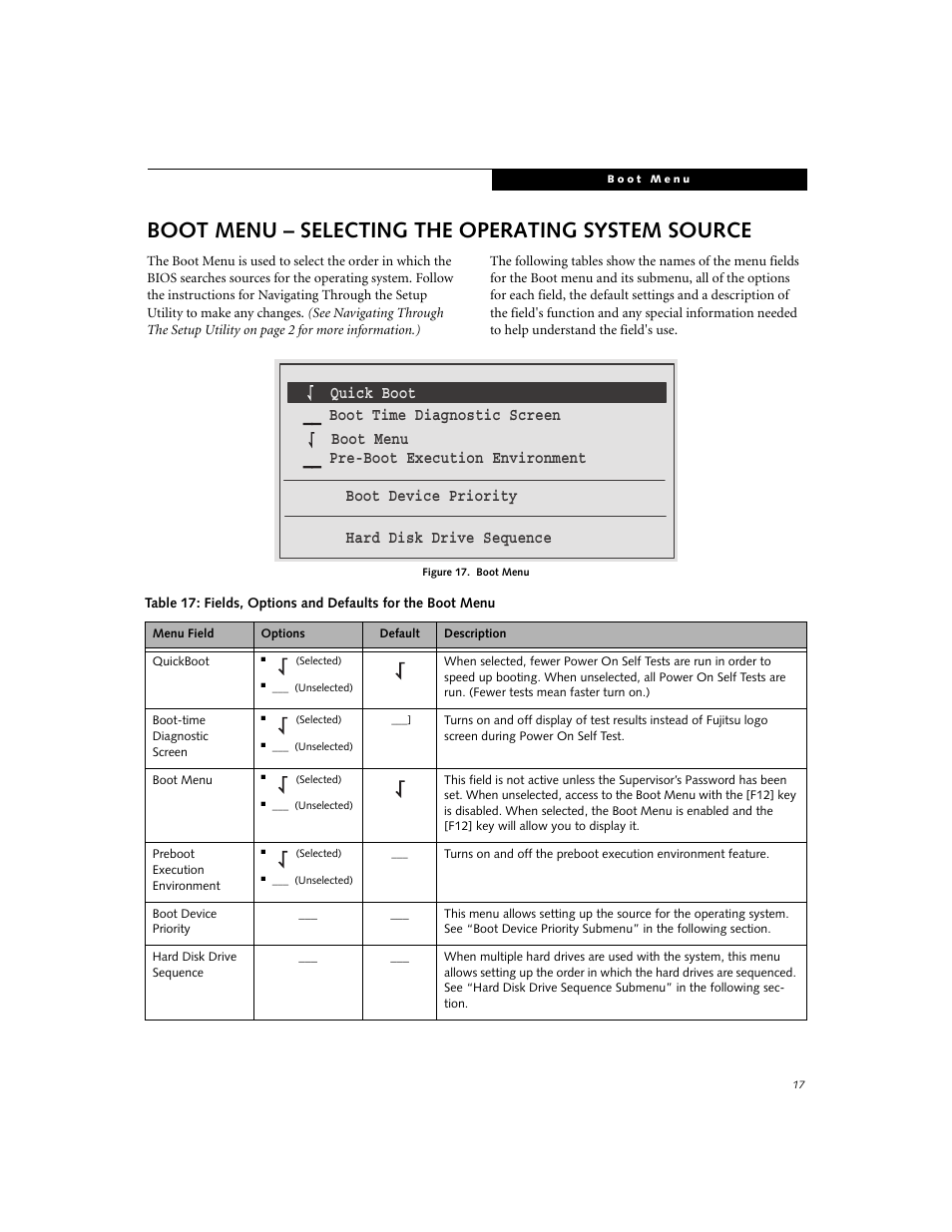 Boot menu – selecting the operating system source | Fujitsu Siemens Computers N3510 User Manual | Page 17 / 20