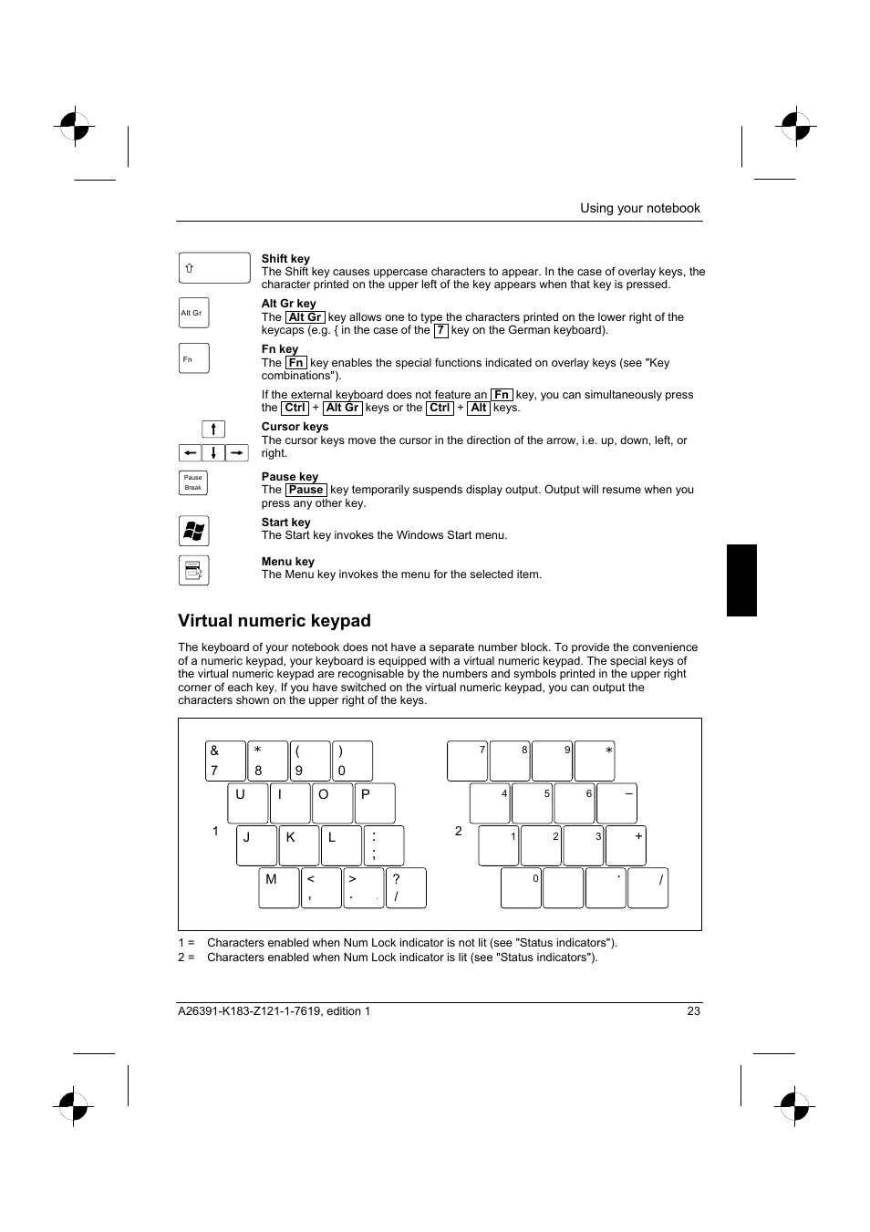 Virtual numeric keypad | Fujitsu Siemens Computers AMILO Pro V2035 User Manual | Page 33 / 84