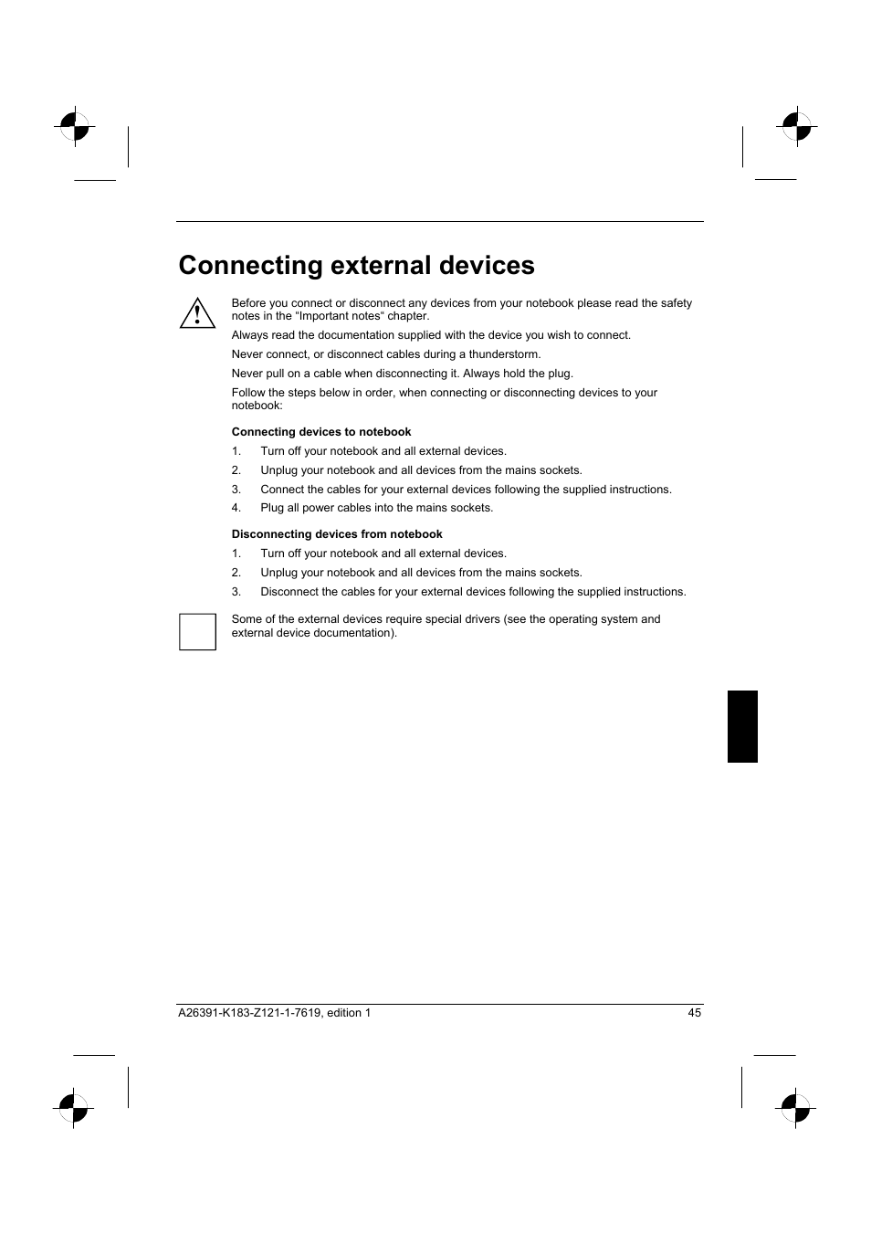 Connecting external devices | Fujitsu Siemens Computers AMILO Pro V2035 User Manual | Page 55 / 84
