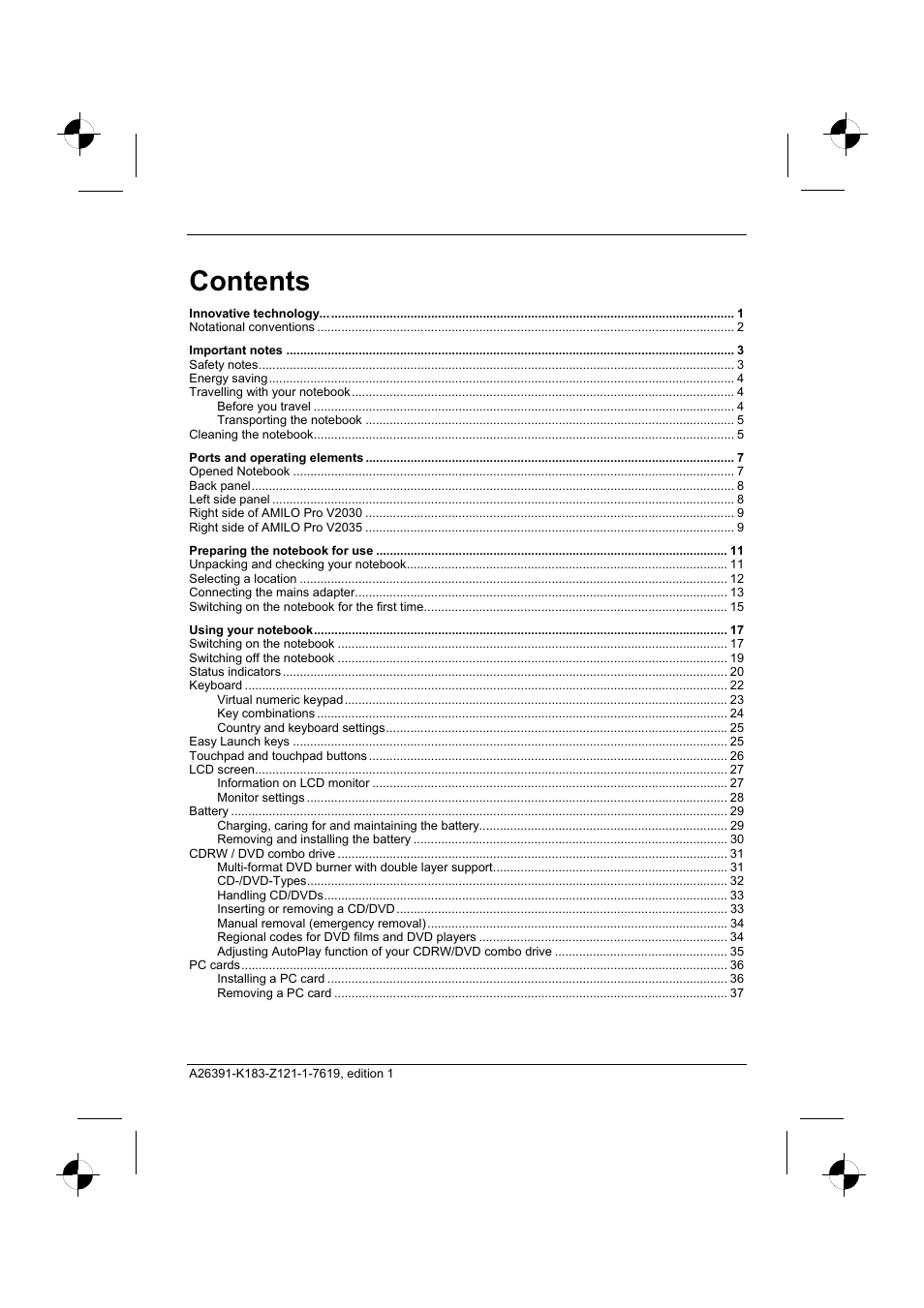 Fujitsu Siemens Computers AMILO Pro V2035 User Manual | Page 7 / 84