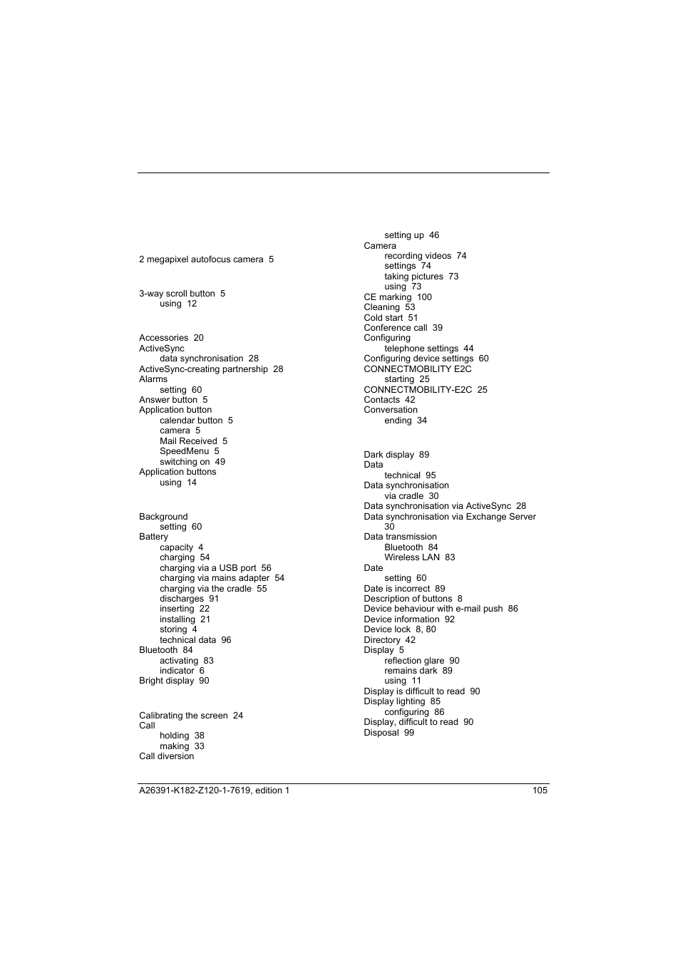 Index | Fujitsu Siemens Computers Loox T User Manual | Page 115 / 118