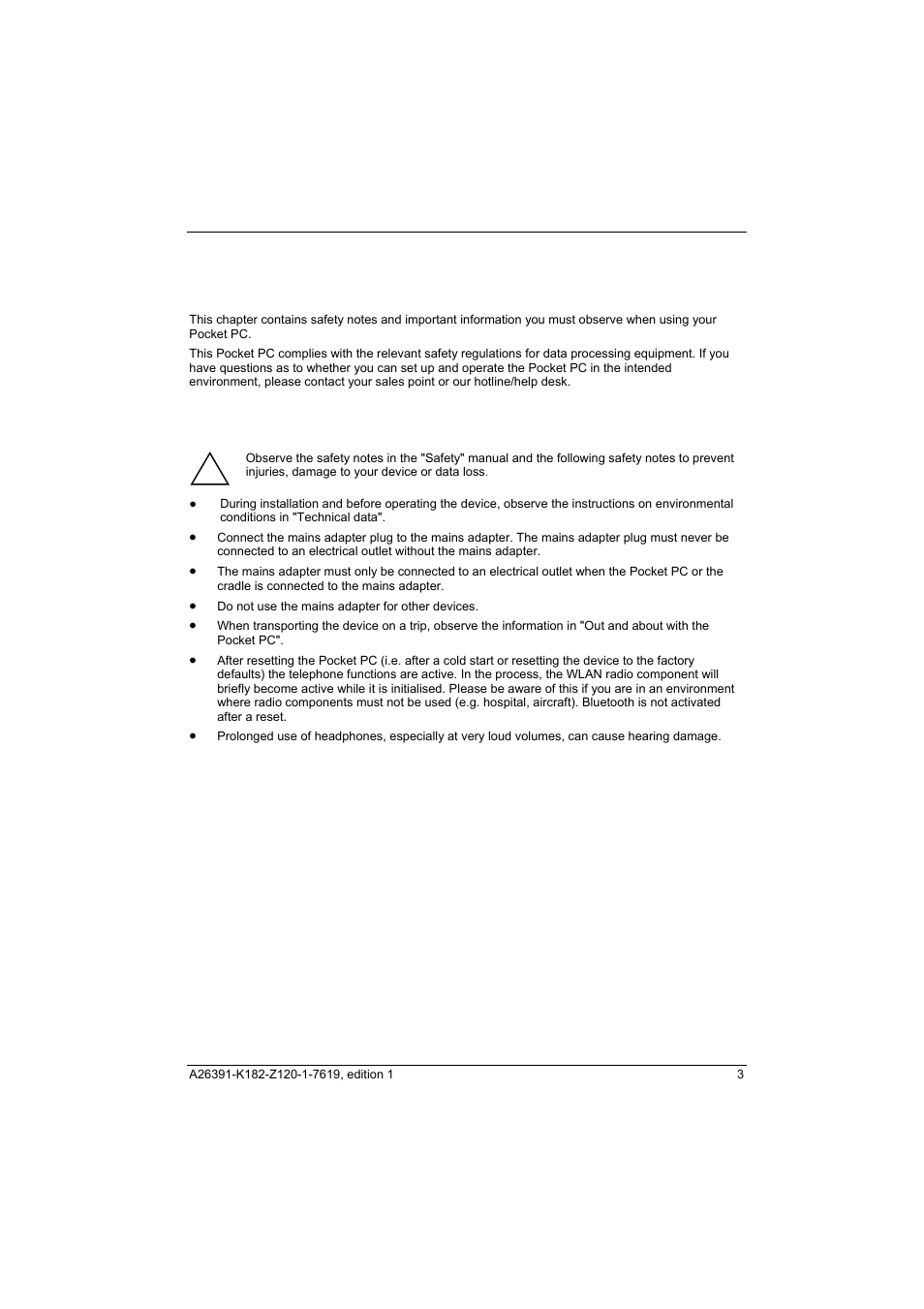 Important notes, Safety notes | Fujitsu Siemens Computers Loox T User Manual | Page 13 / 118