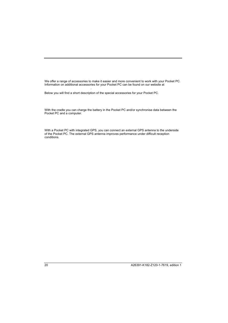 Accessories, Cradle, External gps antenna (optional) | Fujitsu Siemens Computers Loox T User Manual | Page 30 / 118