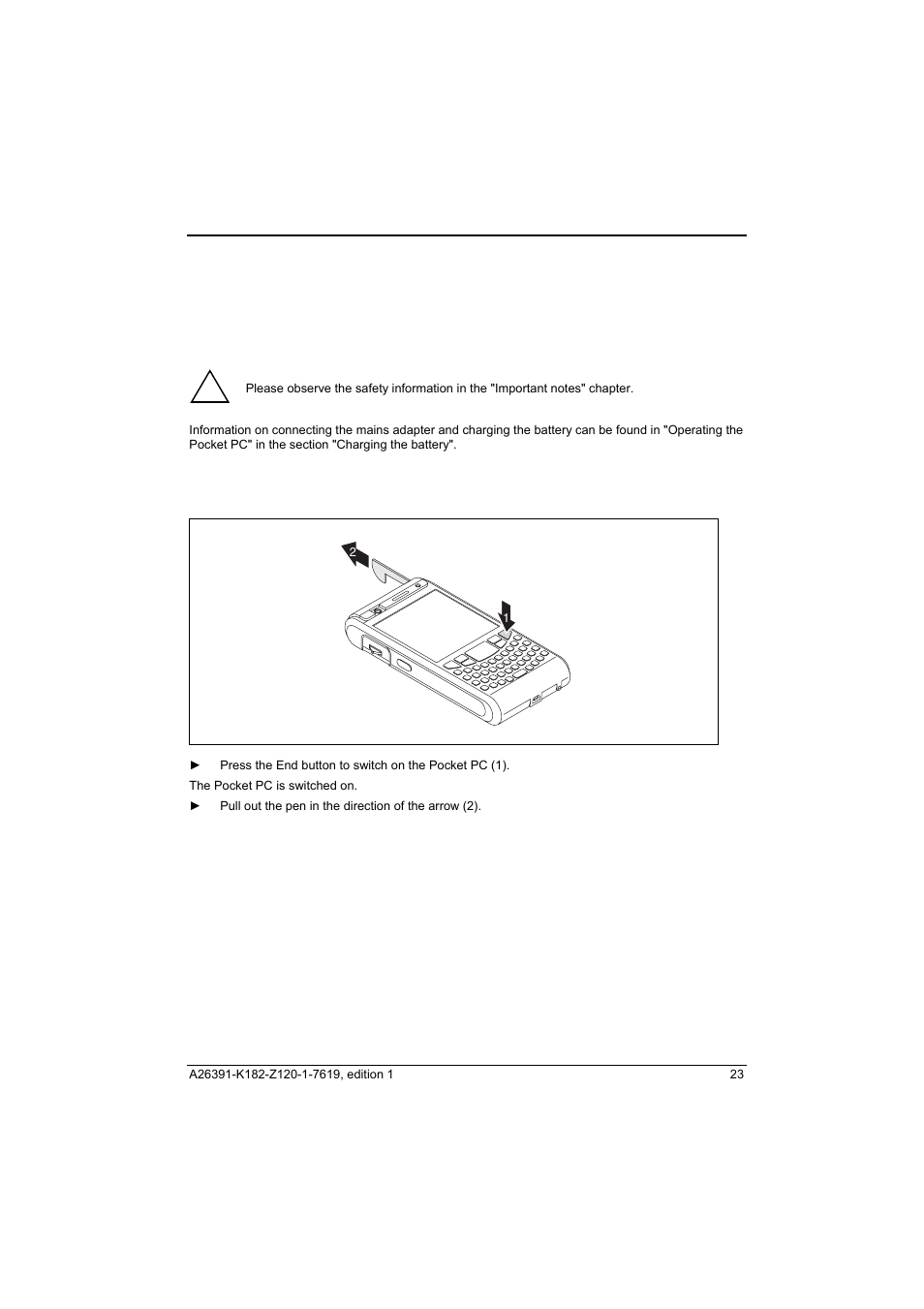 Starting up your pocket pc for the first time | Fujitsu Siemens Computers Loox T User Manual | Page 33 / 118