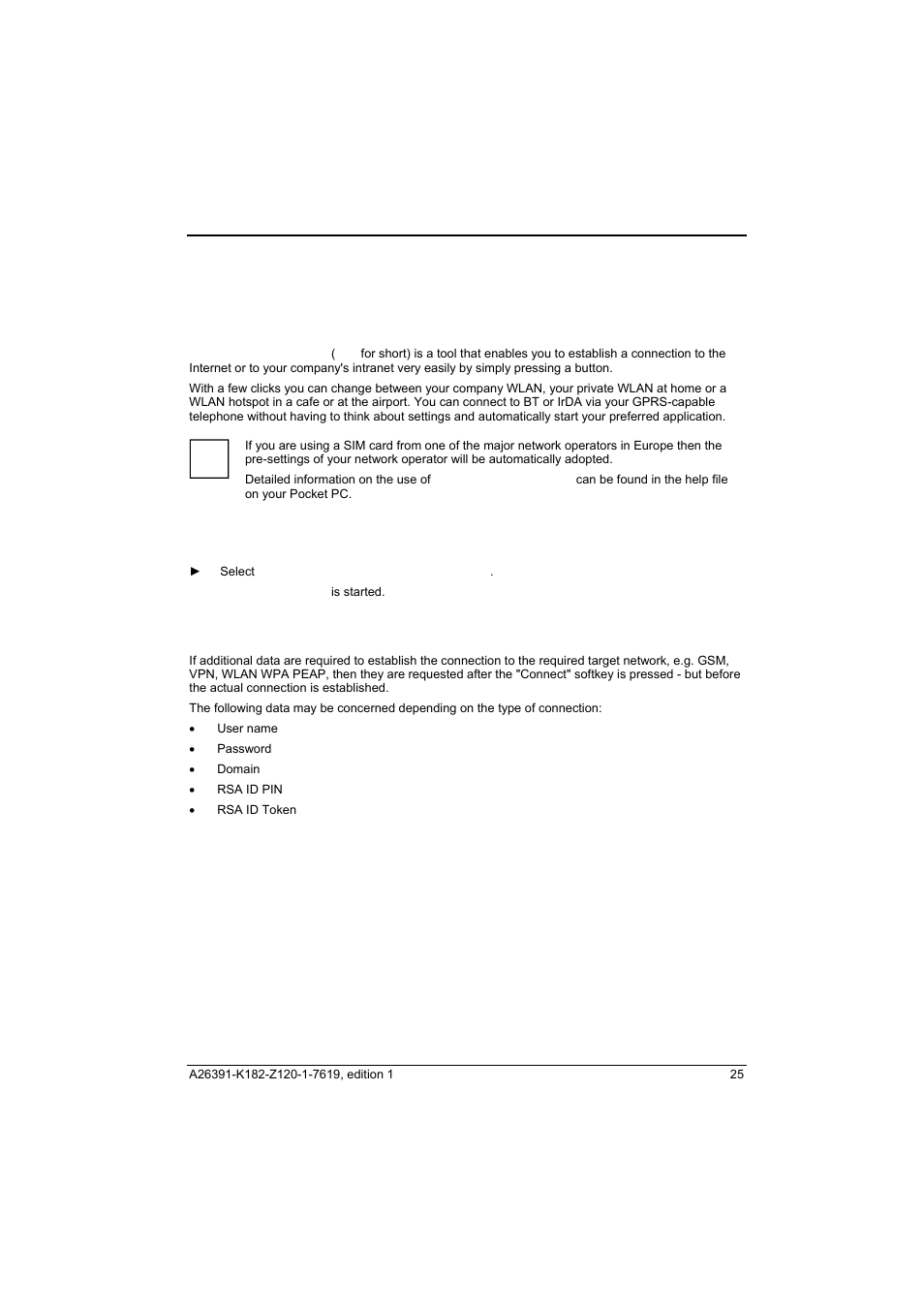 Starting connectmobility e2c, User data dialogue | Fujitsu Siemens Computers Loox T User Manual | Page 35 / 118