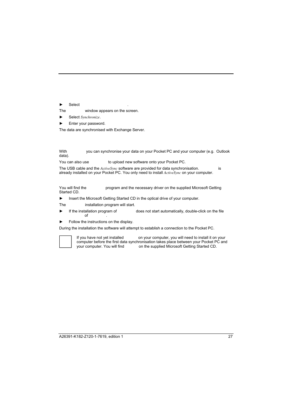 Data synchronisation with activesync | Fujitsu Siemens Computers Loox T User Manual | Page 37 / 118