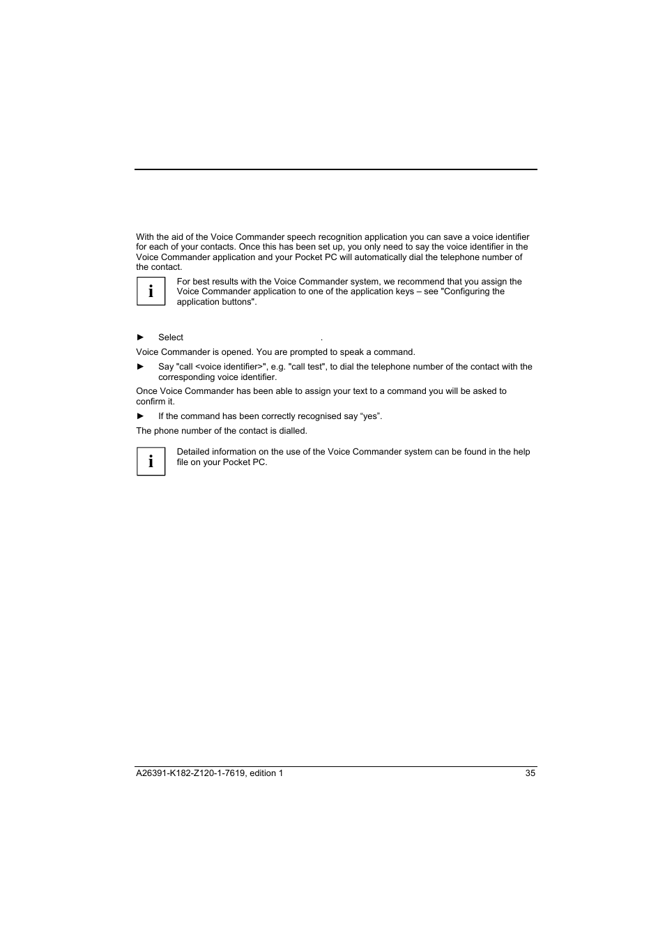 Using the voice commander | Fujitsu Siemens Computers Loox T User Manual | Page 45 / 118