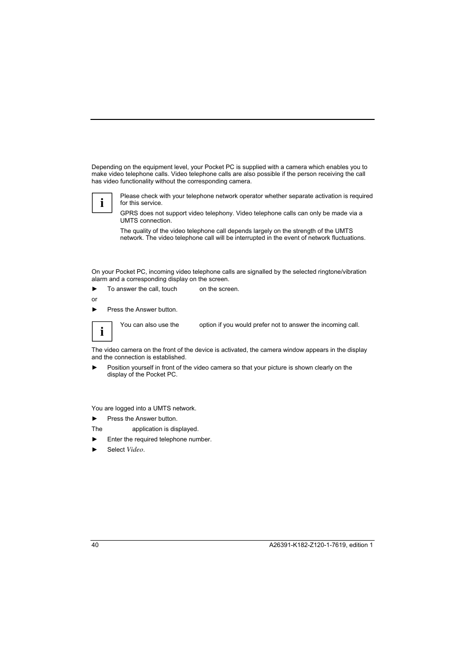 Making video telephone calls (optional) | Fujitsu Siemens Computers Loox T User Manual | Page 50 / 118