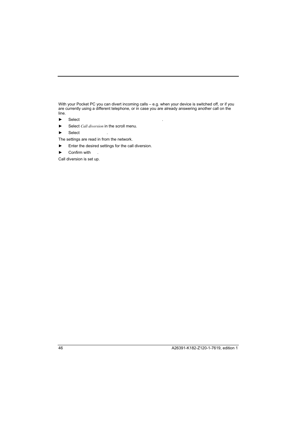 Setting up call diversion | Fujitsu Siemens Computers Loox T User Manual | Page 56 / 118