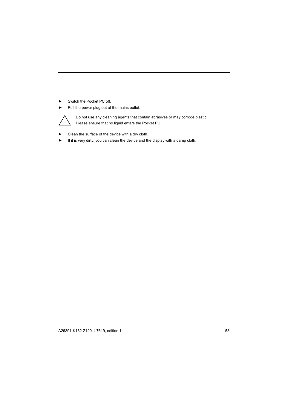 Cleaning the pocket pc | Fujitsu Siemens Computers Loox T User Manual | Page 63 / 118
