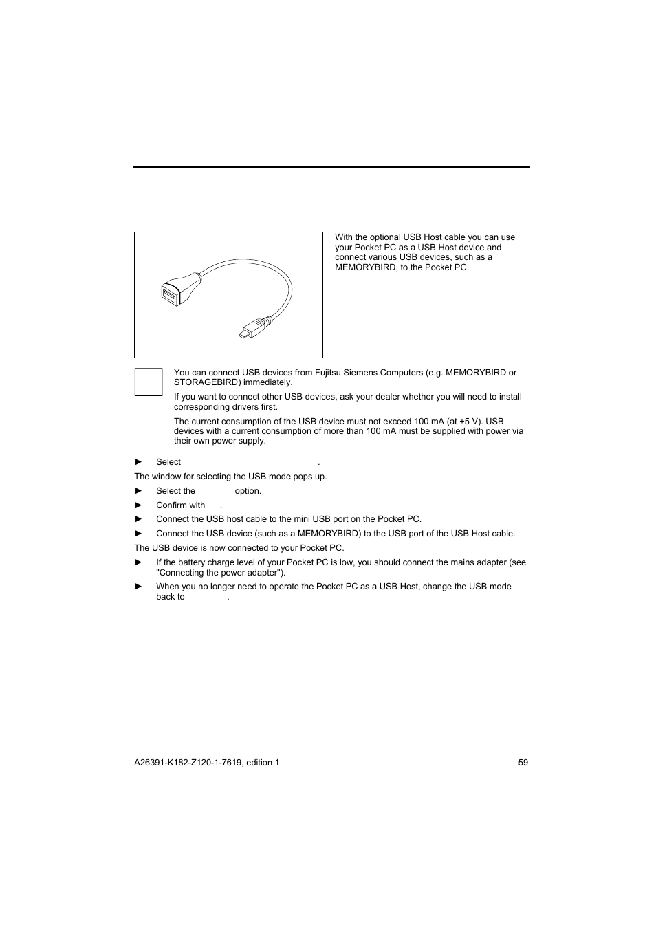 Using the pocket pc as a usb host device | Fujitsu Siemens Computers Loox T User Manual | Page 69 / 118