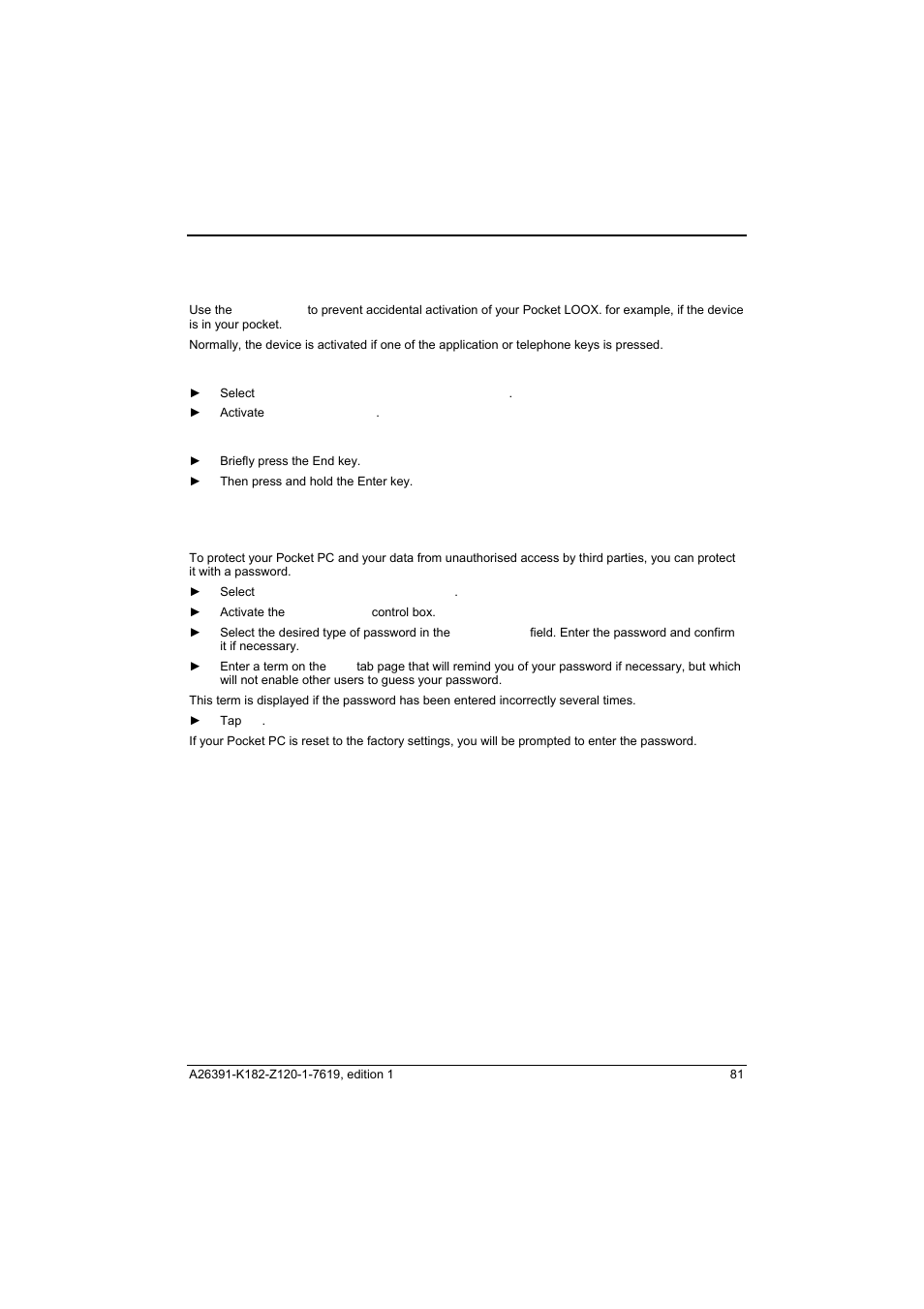 Fsc keylock, Fsc securelock (optional), Is pressed, see "fsc keylock | Ord, see "fsc securelock | Fujitsu Siemens Computers Loox T User Manual | Page 91 / 118