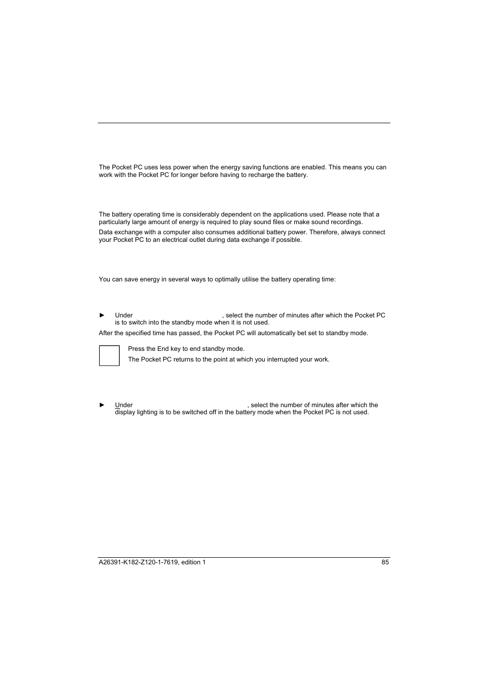 Energy saving functions, General information on energy management, Using energy saving functions | Configuring standby mode, Switching off display lighting | Fujitsu Siemens Computers Loox T User Manual | Page 95 / 118